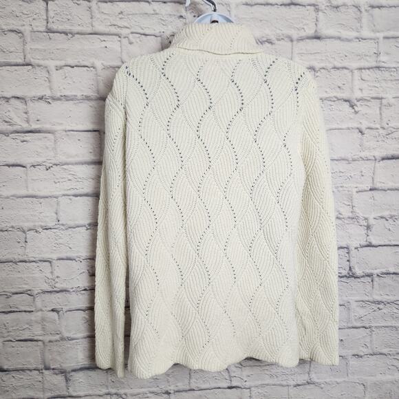 Sundance Sweater Womens Size XL Silk Blend Cream Open Knit Turtleneck - Picture 2 of 10